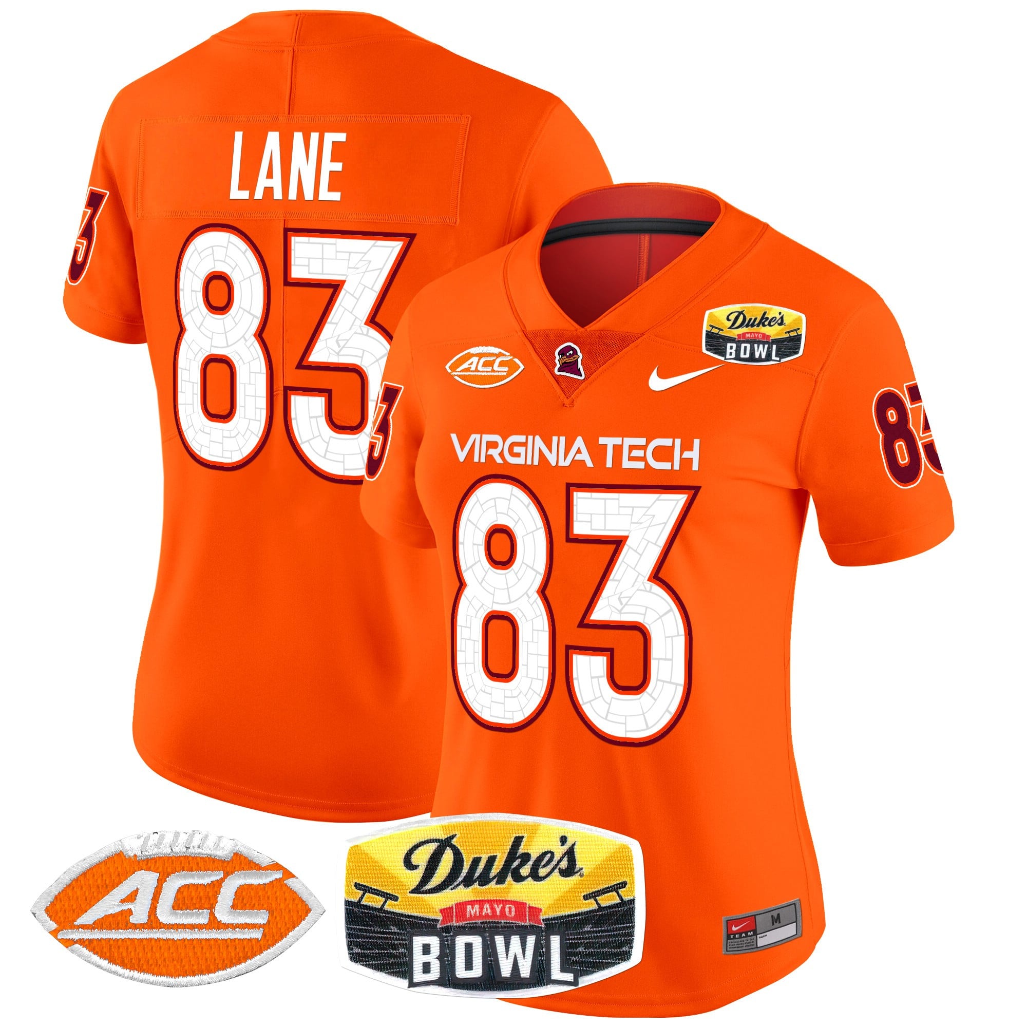 Women’s Virginia Tech Hokies 2025 Duke’s Mayo Bowl Patch Vapor Limited Jersey – All Stitched