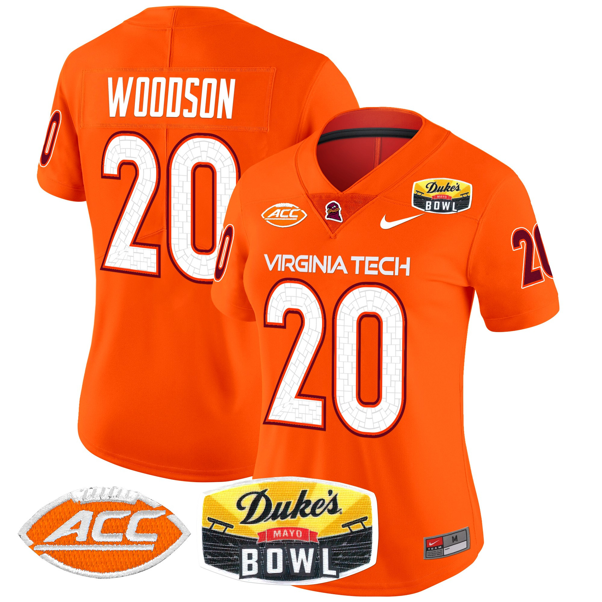 Women’s Virginia Tech Hokies 2025 Duke’s Mayo Bowl Patch Vapor Limited Jersey – All Stitched