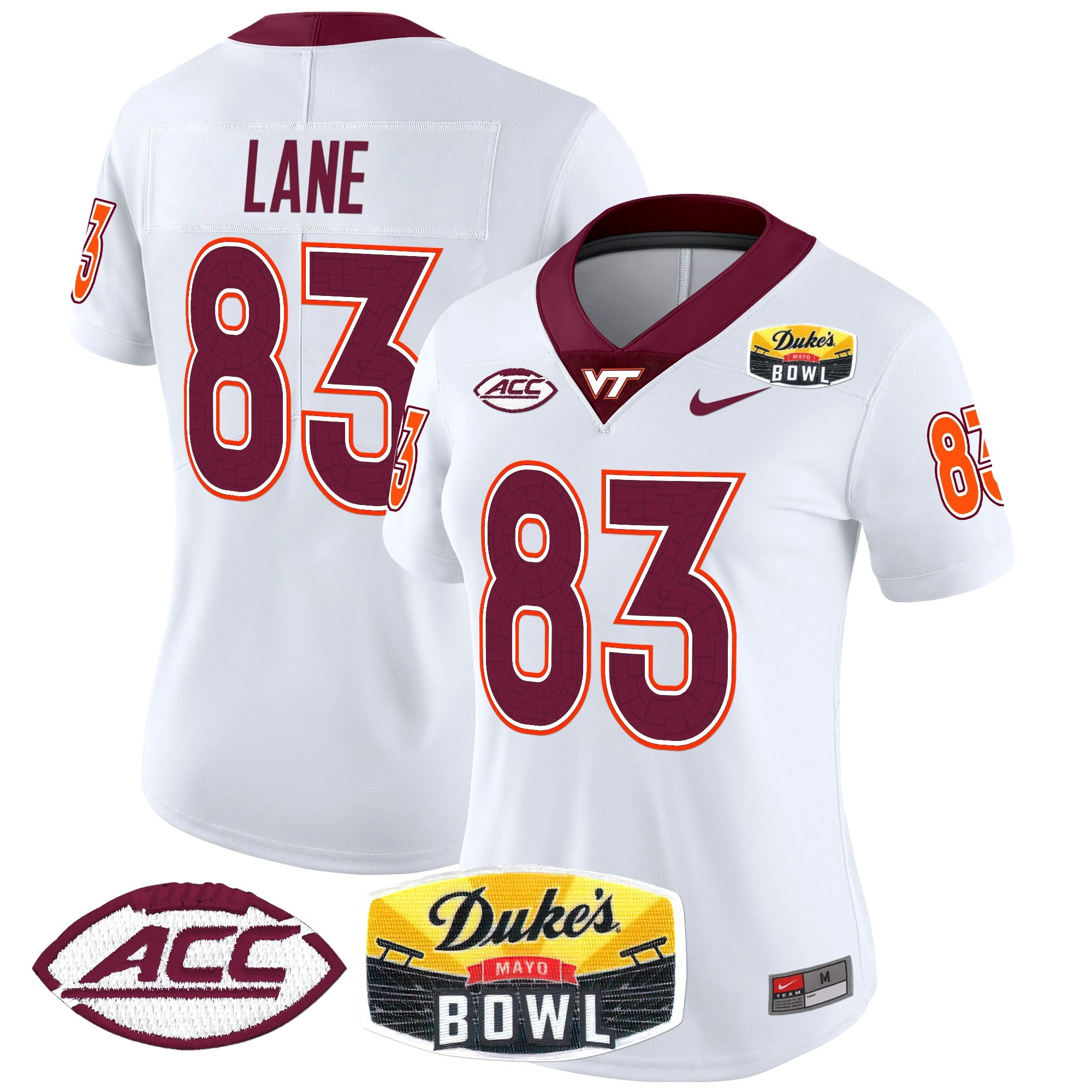 Women’s Virginia Tech Hokies 2025 Duke’s Mayo Bowl Patch Vapor Limited Jersey – All Stitched