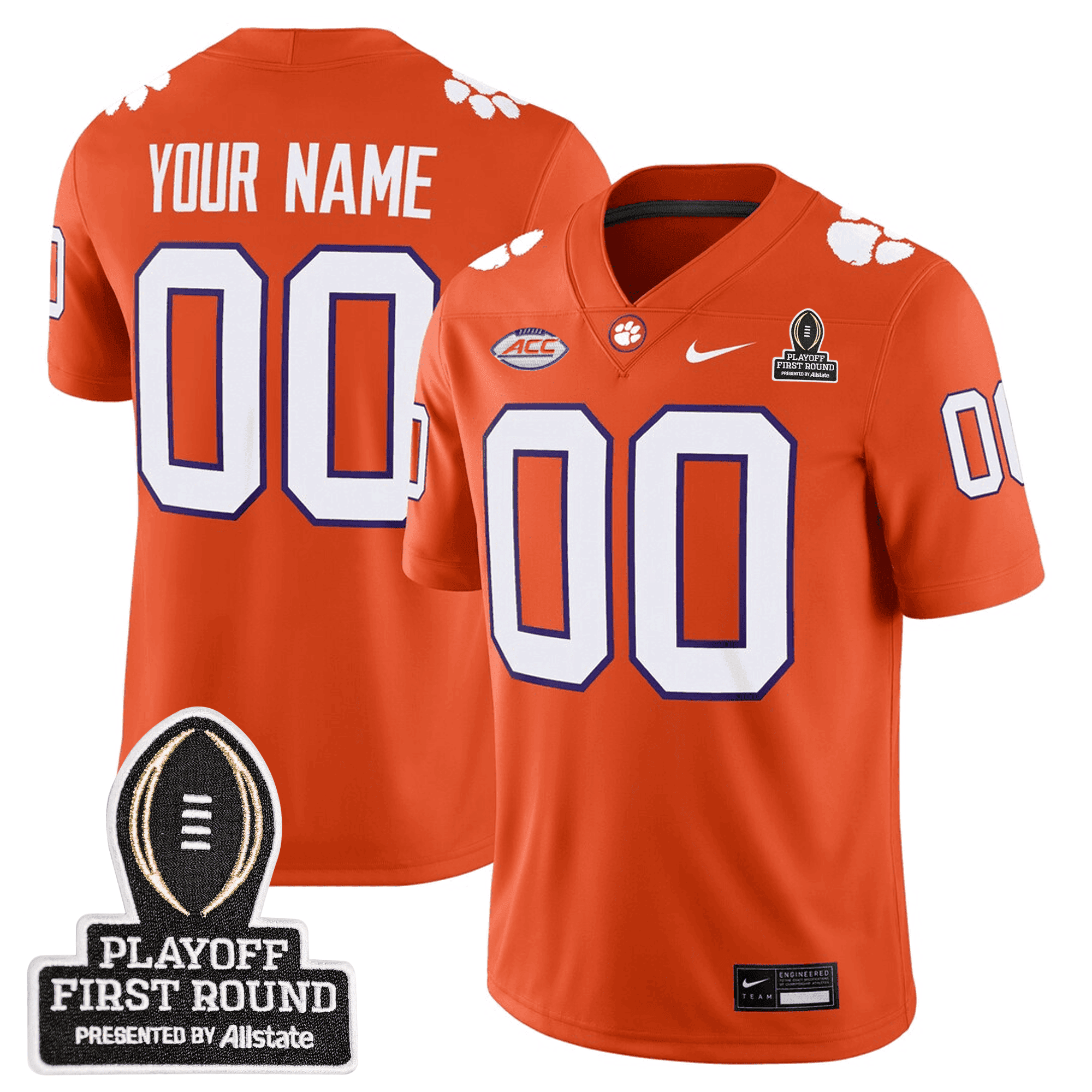 Custom Clemson Tigers 24/25 Jersey – CFP First Round Patch – All Stitched