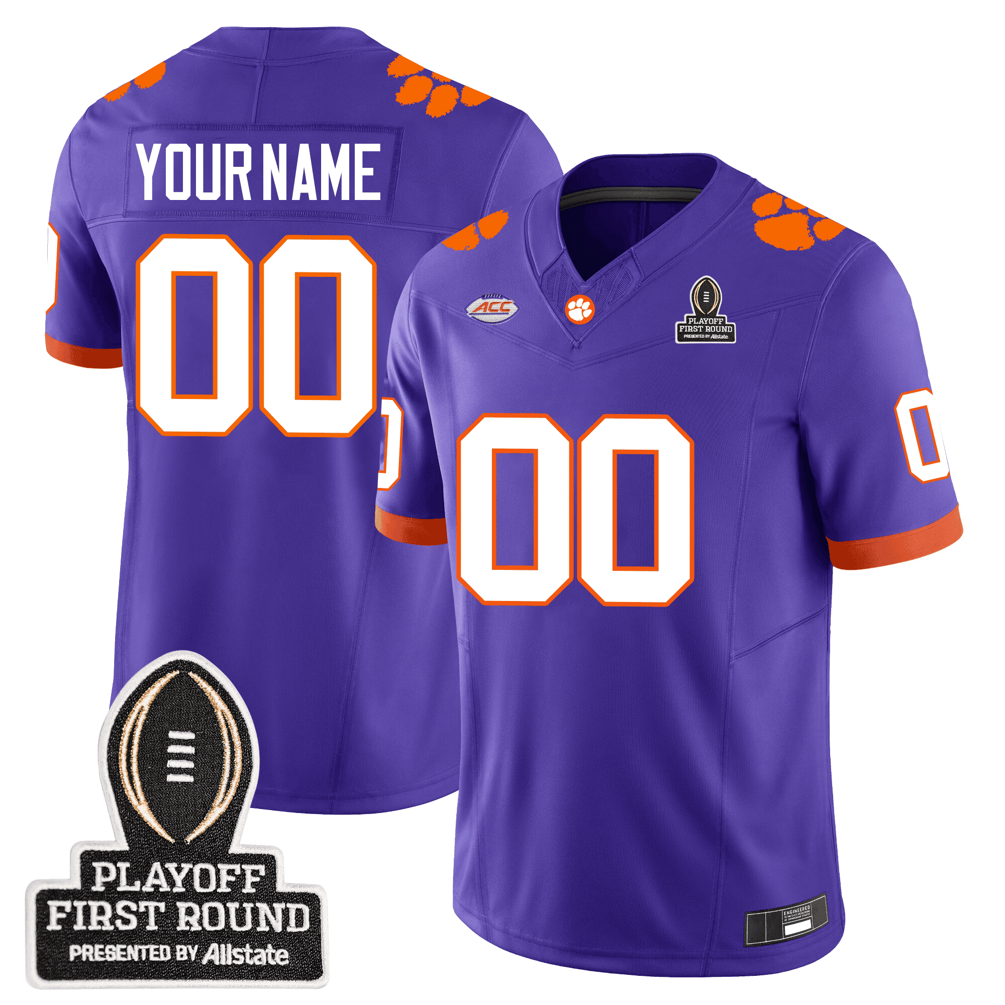 Custom Clemson Tigers 24/25 Jersey – CFP First Round Patch – All Stitched