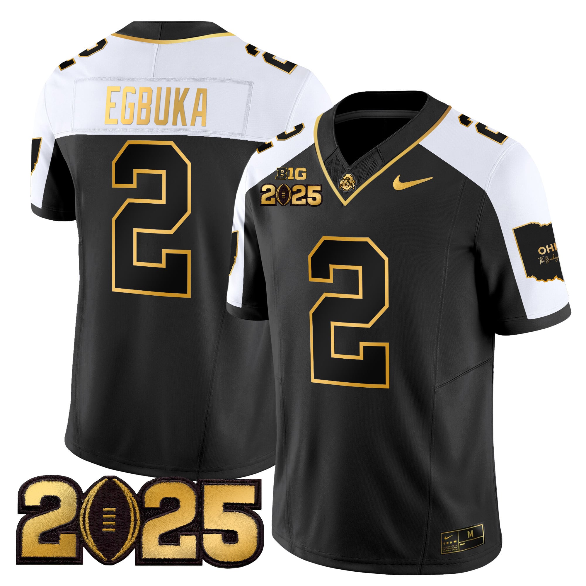 Men’s Ohio State Buckeyes ‘Heritage Stripe’ CFP Final Patch Gold Vapor Limited Jersey – All Stitched