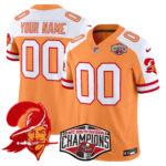 Tampa Bay Buccaneers Throwback 2024 NFC South Division Champions Patch Vapor Limited Custom Jersey – All Stitched