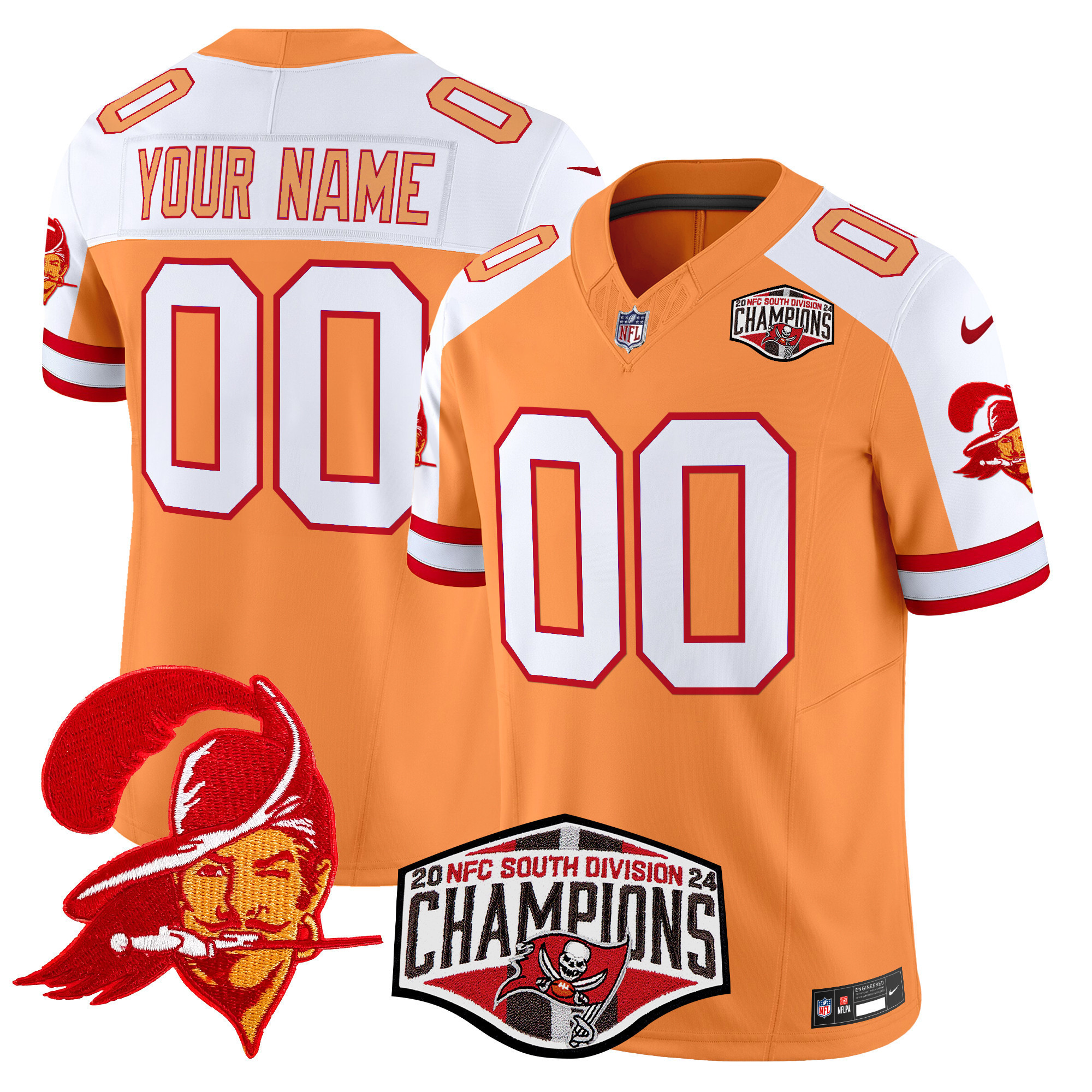 Tampa Bay Buccaneers Throwback 2024 NFC South Division Champions Patch Vapor Limited Custom Jersey – All Stitched