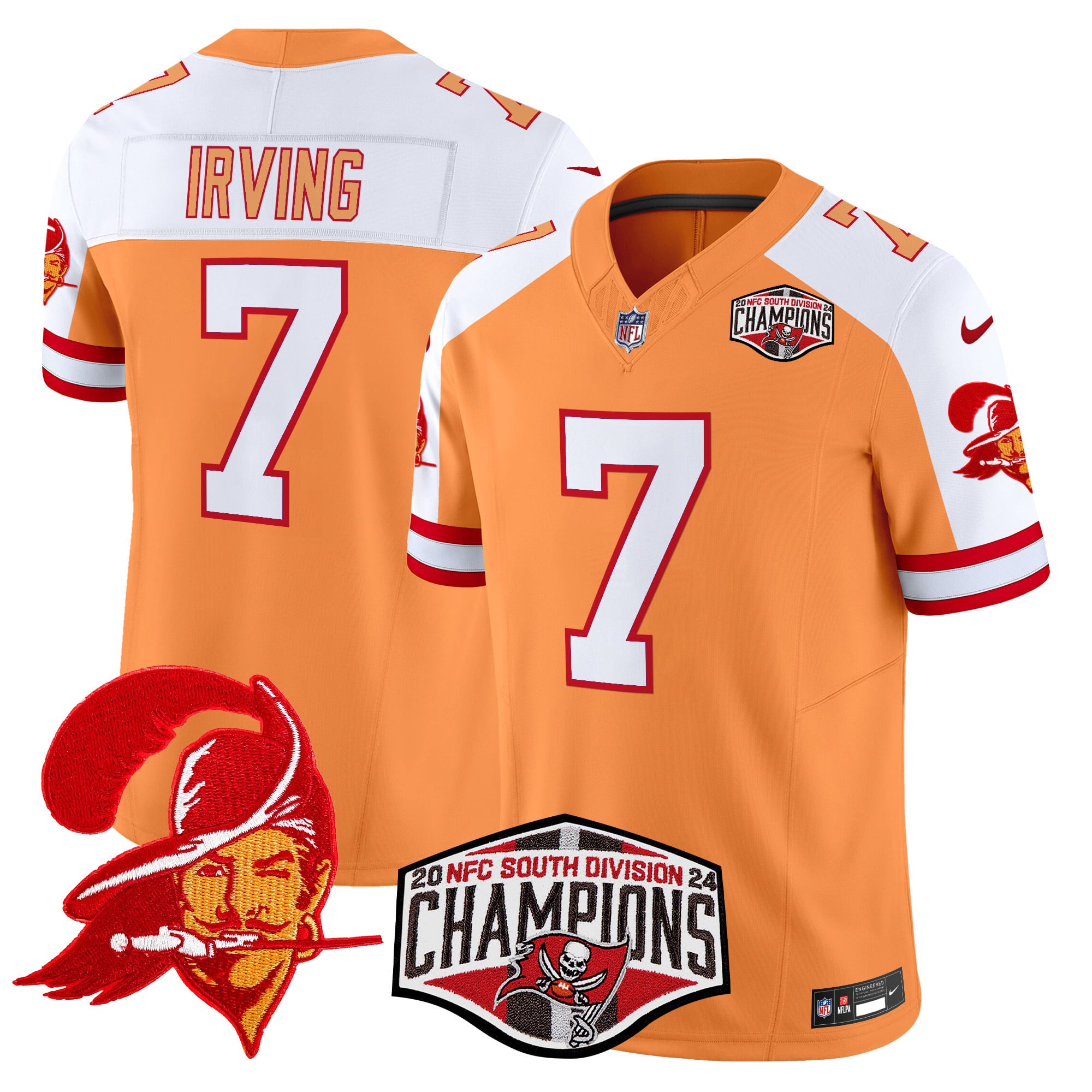 Men’s Tampa Bay Buccaneers Throwback 2024 NFC South Division Champions Patch Vapor Limited Jersey – All Stitched