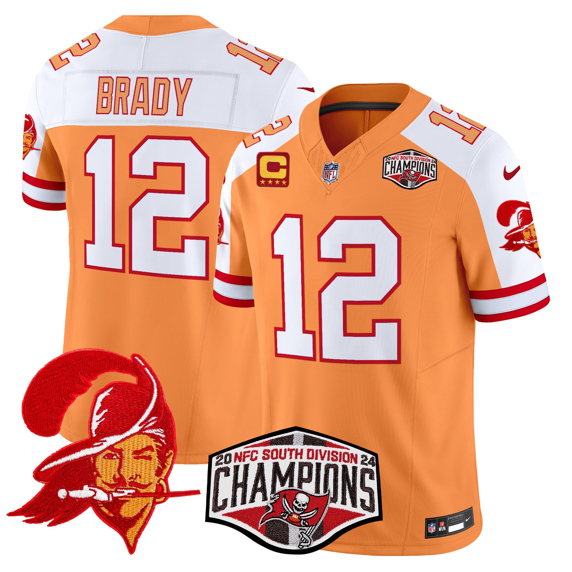 Men’s Tampa Bay Buccaneers Throwback 2024 NFC South Division Champions Patch Vapor Limited Jersey – All Stitched