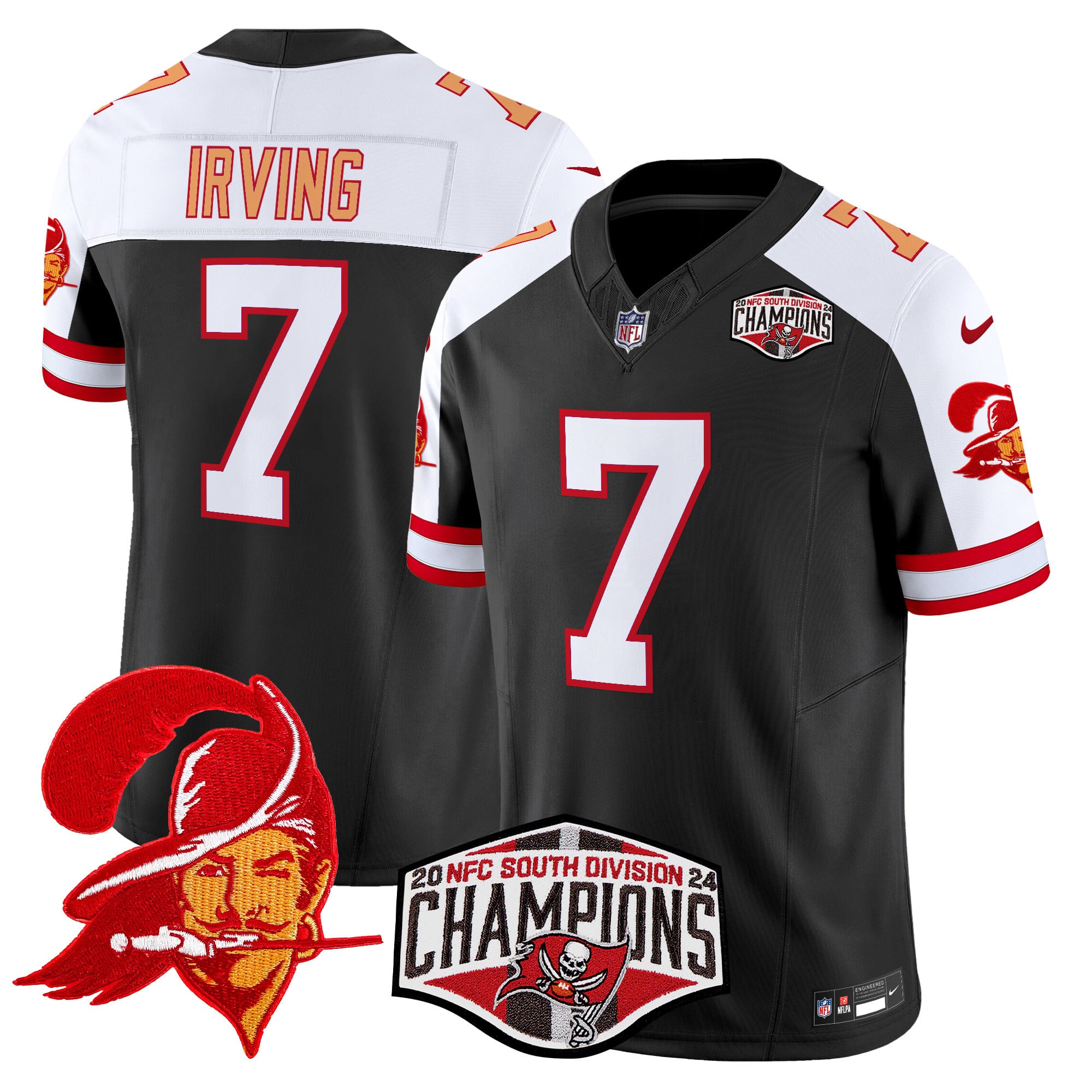 Men’s Tampa Bay Buccaneers Throwback 2024 NFC South Division Champions Patch Vapor Limited Jersey – All Stitched