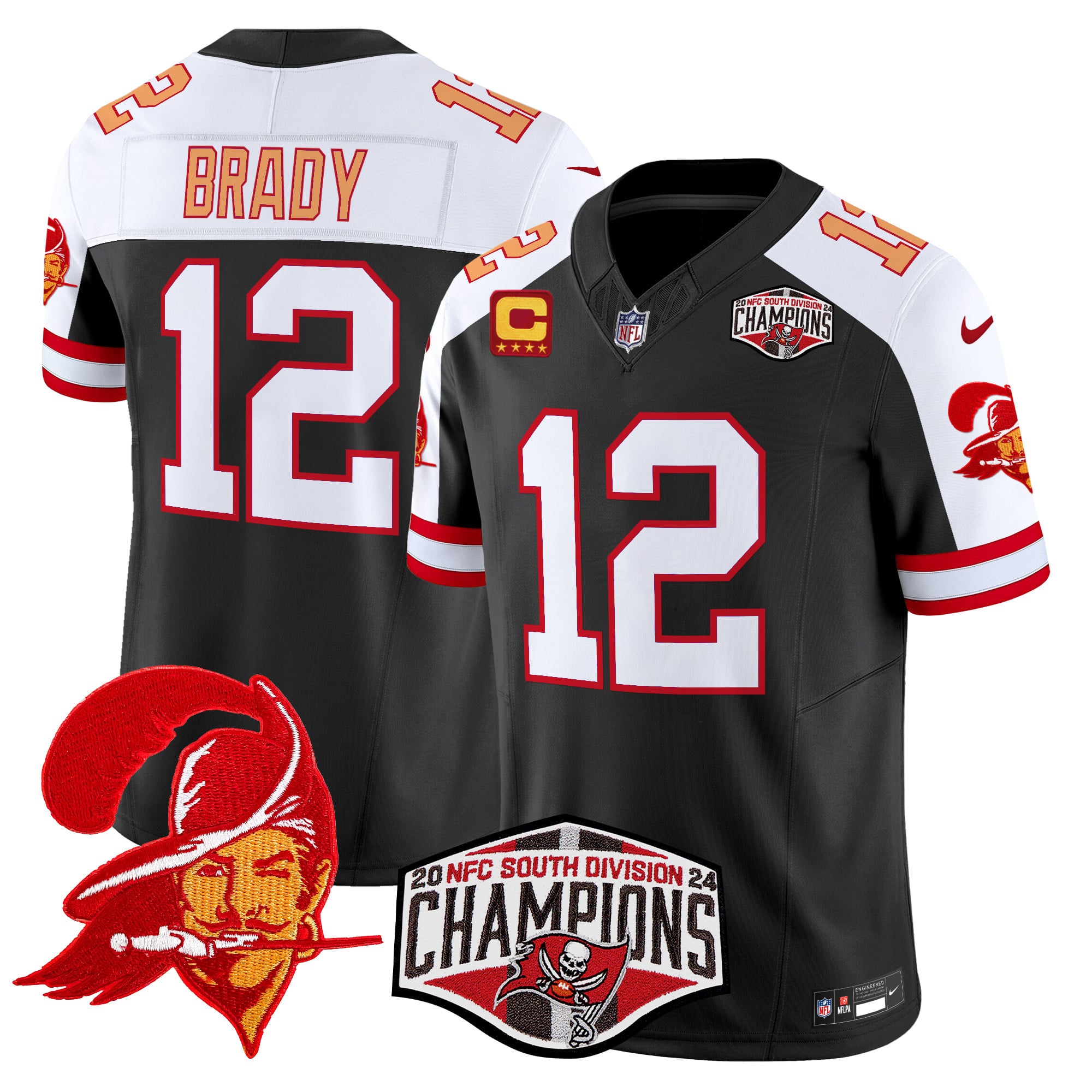 Men’s Tampa Bay Buccaneers Throwback 2024 NFC South Division Champions Patch Vapor Limited Jersey – All Stitched