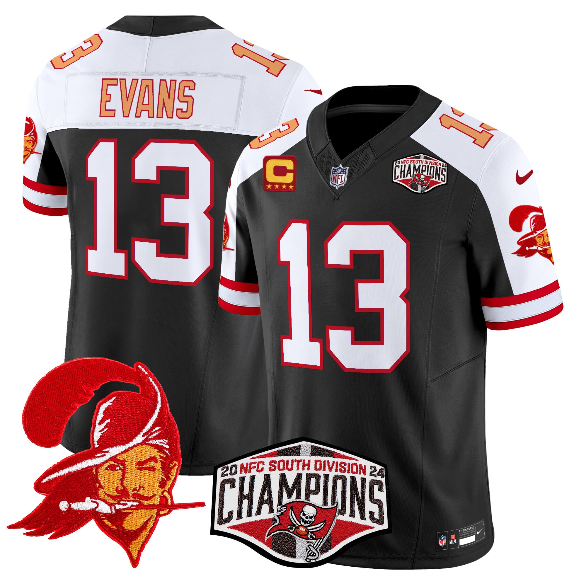 Men’s Tampa Bay Buccaneers Throwback 2024 NFC South Division Champions Patch Vapor Limited Jersey – All Stitched