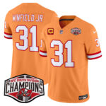 Men’s Tampa Bay Buccaneers Throwback 2024 NFC South Division Champions Patch Vapor Limited Jersey – All Stitched