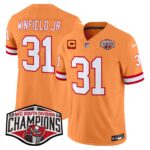 Men’s Tampa Bay Buccaneers Throwback 2024 NFC South Division Champions Patch Vapor Limited Jersey – All Stitched