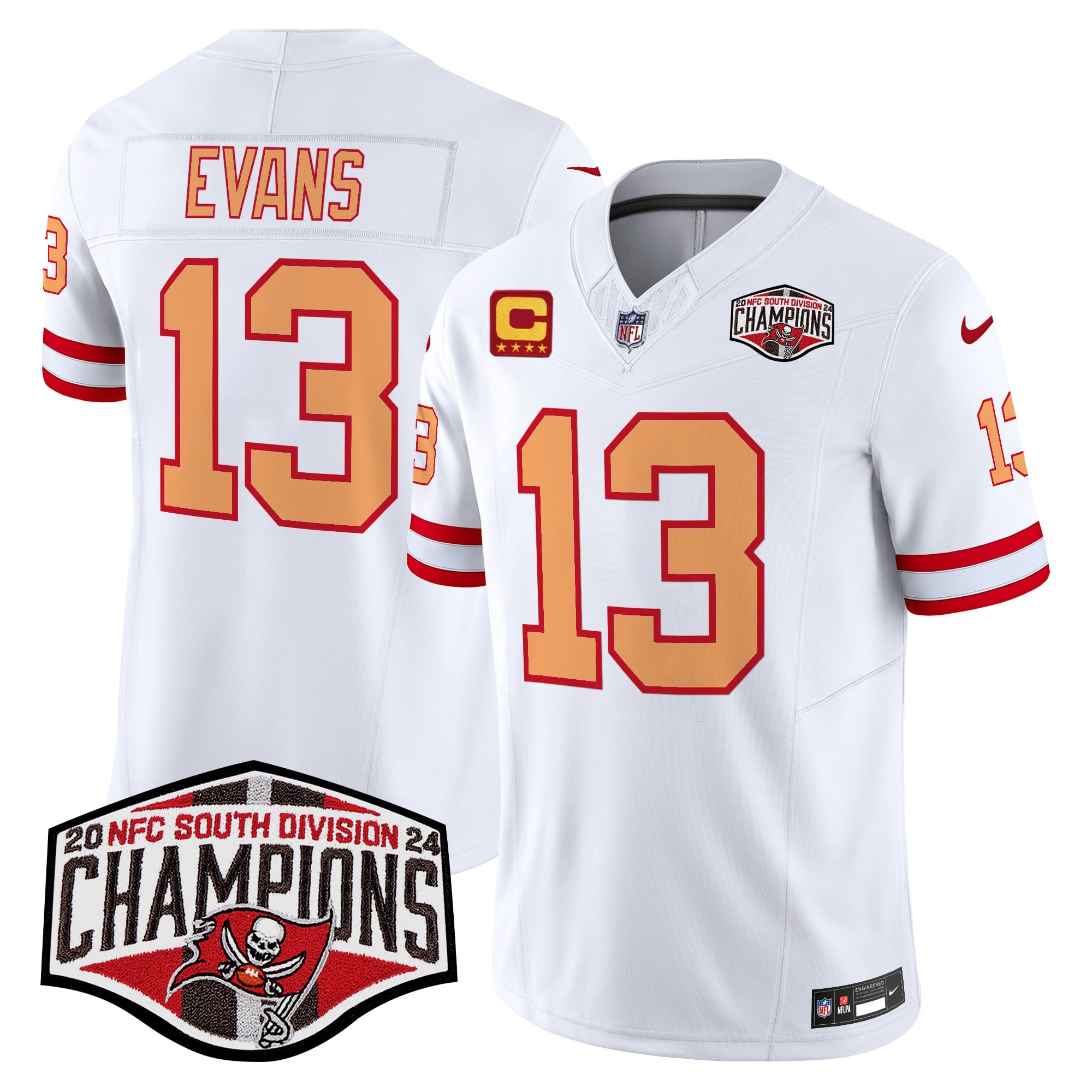 Men’s Tampa Bay Buccaneers Throwback 2024 NFC South Division Champions Patch Vapor Limited Jersey – All Stitched