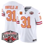 Men’s Tampa Bay Buccaneers Throwback 2024 NFC South Division Champions Patch Vapor Limited Jersey – All Stitched