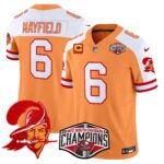 Men’s Tampa Bay Buccaneers Throwback 2024 NFC South Division Champions Patch Vapor Limited Jersey – All Stitched