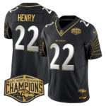 Men’s Ravens Maryland 2024 AFC North Division Champions Patch Gold Vapor Limited Jersey – All Stitched