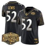 Men’s Ravens Maryland 2024 AFC North Division Champions Patch Gold Vapor Limited Jersey – All Stitched