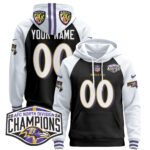 Baltimore Ravens 2024 AFC North Division Champions Patch Custom Pullover Hoodie V2 – All Stitched