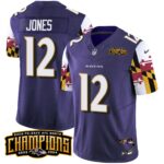 Men’s Ravens Maryland Flag Back To Back AFC North Champions Patch Vapor Limited Jersey – All Stitched