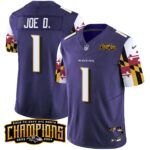 Men’s Ravens Maryland Flag Back To Back AFC North Champions Patch Vapor Limited Jersey – All Stitched