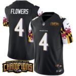 Men’s Ravens Maryland Flag Back To Back AFC North Champions Patch Vapor Limited Jersey – All Stitched