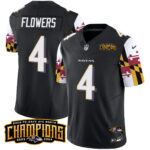 Men’s Ravens Maryland Flag Back To Back AFC North Champions Patch Vapor Limited Jersey – All Stitched
