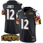 Men’s Ravens Maryland Flag Back To Back AFC North Champions Patch Vapor Limited Jersey – All Stitched