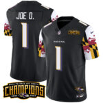 Men’s Ravens Maryland Flag Back To Back AFC North Champions Patch Vapor Limited Jersey – All Stitched