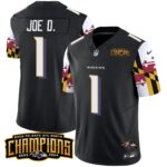Men’s Ravens Maryland Flag Back To Back AFC North Champions Patch Vapor Limited Jersey – All Stitched