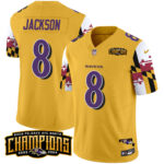 Men’s Ravens Maryland Flag Back To Back AFC North Champions Patch Vapor Limited Jersey – All Stitched